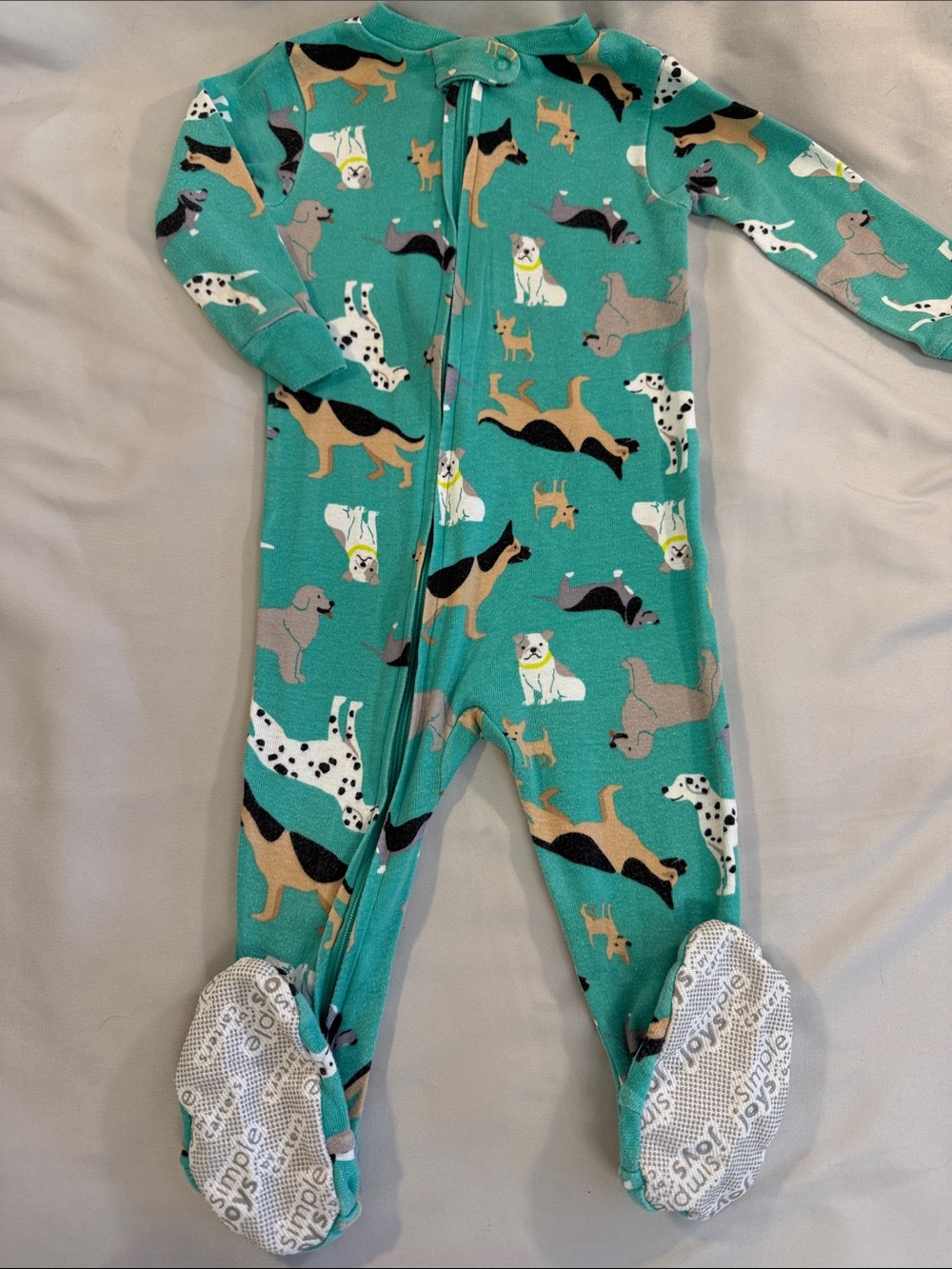 Carter’s Teal Dog-Print Footed Pajamas
